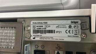 Draeger Evita Infinity V500 Ventilator with Infinity C500 Monitor on Trolley - 6