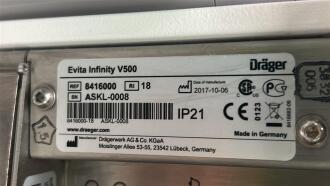 Draeger Evita Infinity V500 Ventilator with Infinity C500 Monitor on Trolley - 6