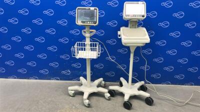 2 x Philips Efficia CM100 Patient Monitors on Rollstands