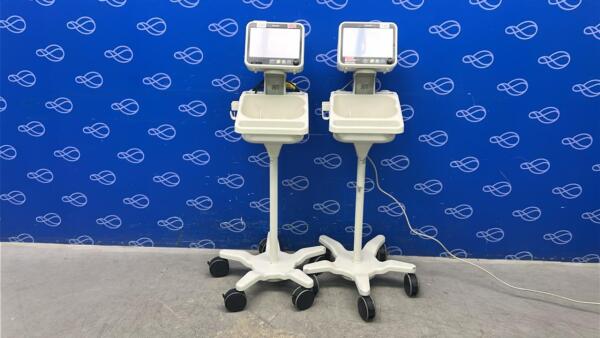 2 x Philips Efficia CM100 Patient Monitors on Rollstands