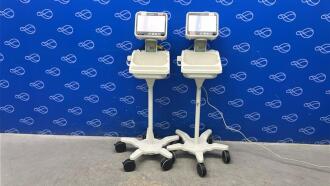 2 x Philips Efficia CM100 Patient Monitors on Rollstands
