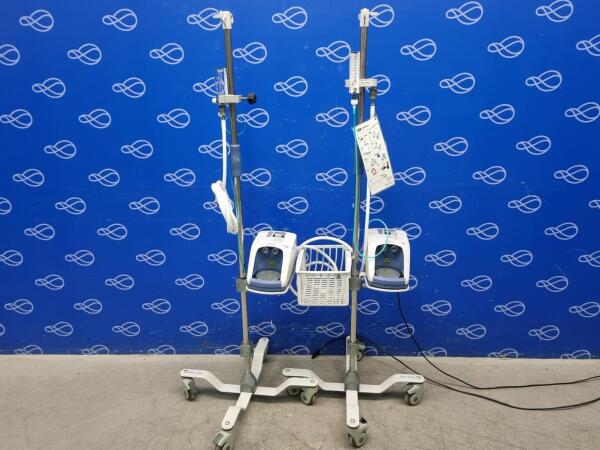 2 x Fisher and Paykel Airvo 2 Humidifier on Drip Stand with O2 Regulator