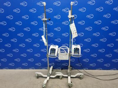 2 x Fisher and Paykel Airvo 2 Humidifier on Drip Stand with O2 Regulator