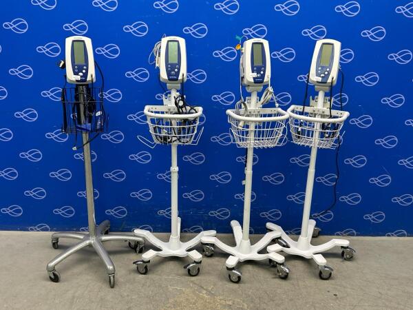 4 x Welch Allyn Spot Vital Signs Monitors on Rollstands