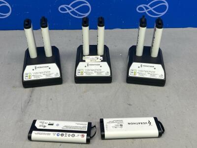 8 x Verathon Lithium-Ion Rechargable Batteries, 3 x Verathon Battery Chargers