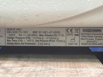 Eschmann SES Little Sister QuickVac Autoclave (spare & repairs) - 3