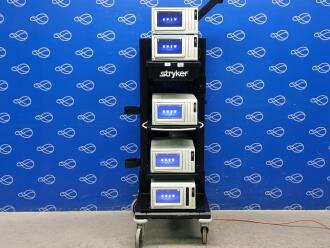 5 x Stryker SDC3 HD Information Management System on Stryker Stack Trolley - No HDDs