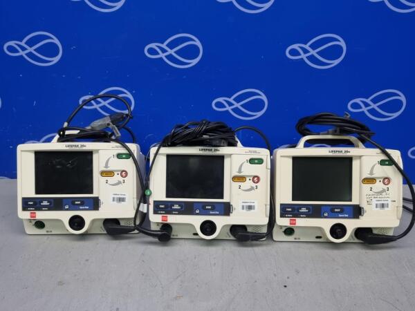 3 x Physio Control Lifepak 20e Defibrillator with Pacer Function