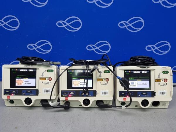 3 x Physio Control Lifepak 20e Defibrillator with Pacer Function