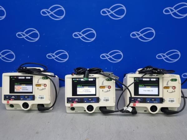 3 x Physio Control Lifepak 20e Defibrillator with Pacer Function