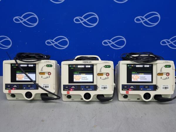 3 x Physio Control Lifepak 20e Defibrillator with Pacer Function
