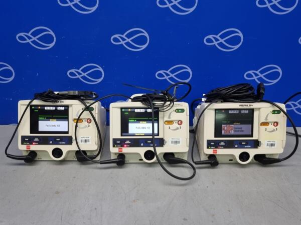 3 x Physio Control Lifepak 20e Defibrillator with Pacer Function