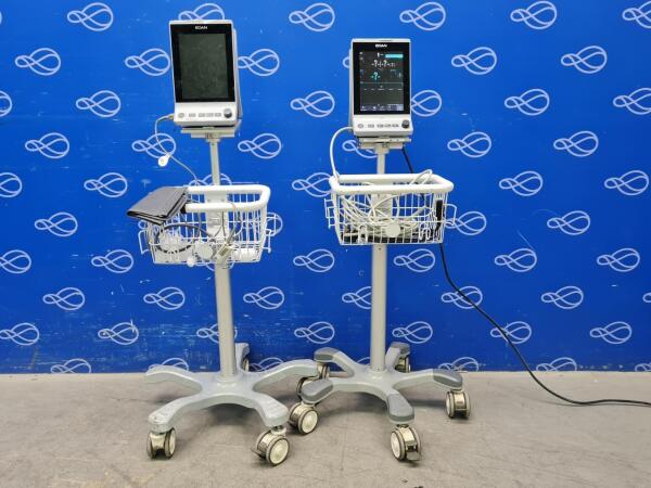 2 x Edan iM3 Vital Signs Monitor on Rollstand