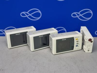 3 x Philips Intellivue X2 Transport Monitor, 1 x Philips M3015A Microstraem CO2 Gas Module