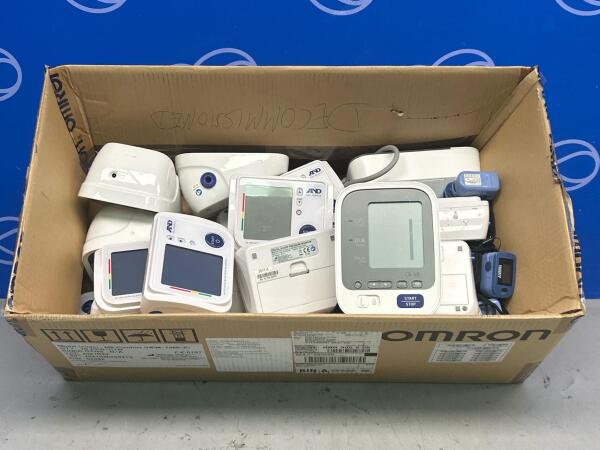 Box Of Assorted Digital Sphymanomters & Digital SPO2 Finger Clip Pulse Oximeters
