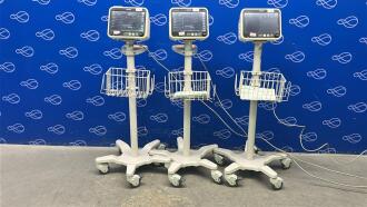 3 x Philips Efficia CM100 Patient Monitors on Rollstands