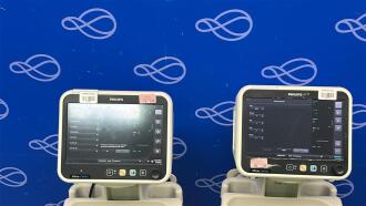 2 x Philips Efficia CM100 Patient Monitors on Rollstands - 2