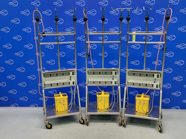 3 x Stainless Steel Mobile, Eight Socket, Power Supply Dripstand Trolley with 240v to 240v Transformer Unit