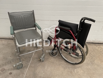 Unbranded Folding Self Propelling Wheelchair * Broken Wheel * & Aidapt Commode / Shower Chair