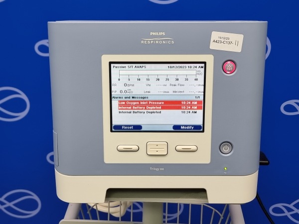 Philips Respironics Trilogy 202 Ventilator on Rollstand