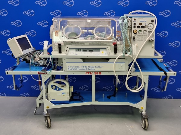 Draeger Airshields TI500 Neonatal Transpoprt Incubator on Ferno ITU Six Trolley