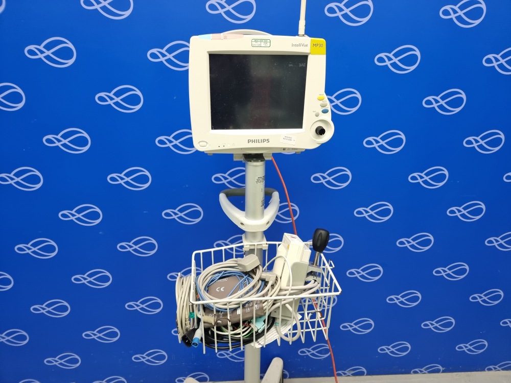 Philips IntelliVue MP30 Patient Monitor on Rollstand