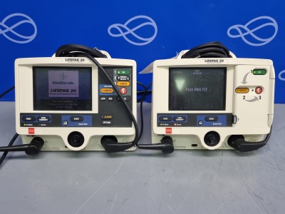 2 x Physio Control LifePak 20 Defibrillators