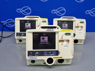 3 x Medtronic LifePak 20 Defibrillators with Pacing