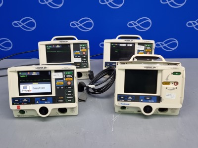 4 x Medtronic/Physio Control Lifepak 20e Defibrillator with Pacing- Three Missing Button Door