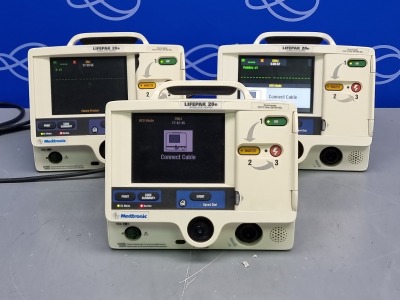 3 x Medtronic/Physio Control Lifepak 20e Defibrillator with Pace Function